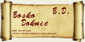 Boško Doknić vizit kartica